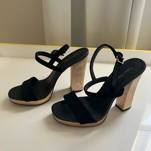 Calvin Klein Black and Gold Women's Heels